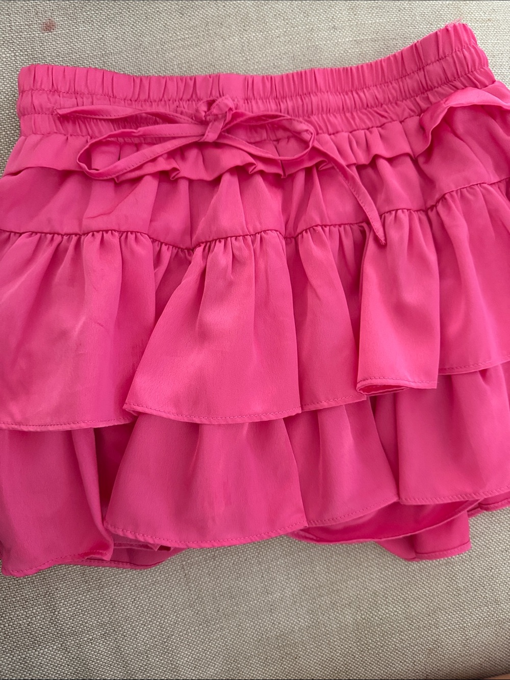 Ruffled Tie-Waist Mini romper Skort in Hot Pink